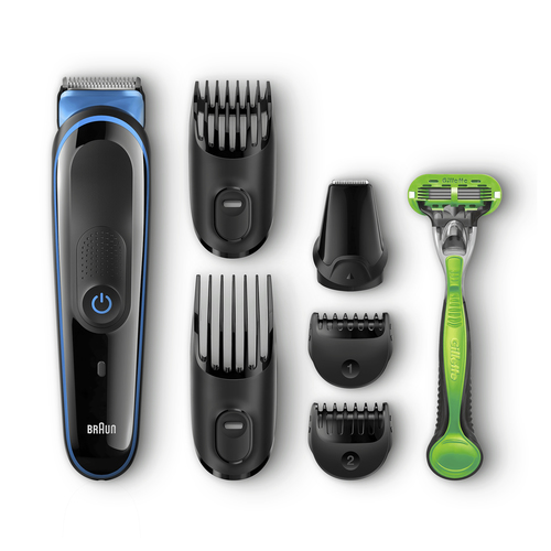 Braun Multigroomer 8-in-1 All-in-one trimmer MGK3042, Beard Trimmer & Hair Clipper, Black/Blue