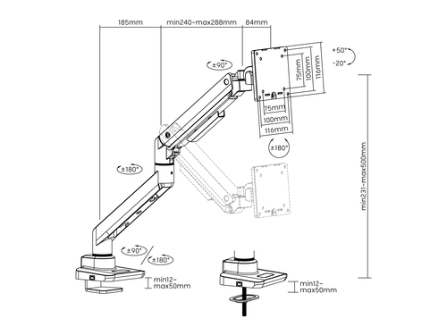 Equip 650180 monitorarm Zwart, afbeelding 6