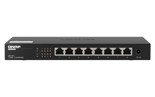 QNAP QSW-1108-8T сетевой коммутатор Неуправляемый 2.5G Ethernet (100/1000/2500) Черный