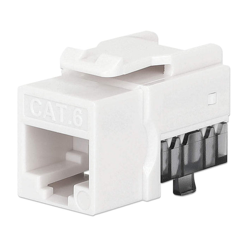 CAT6 SLIM KEYSTONE JACK WITH PUNCH-DOWN STAND, WHITE, 25-PACK