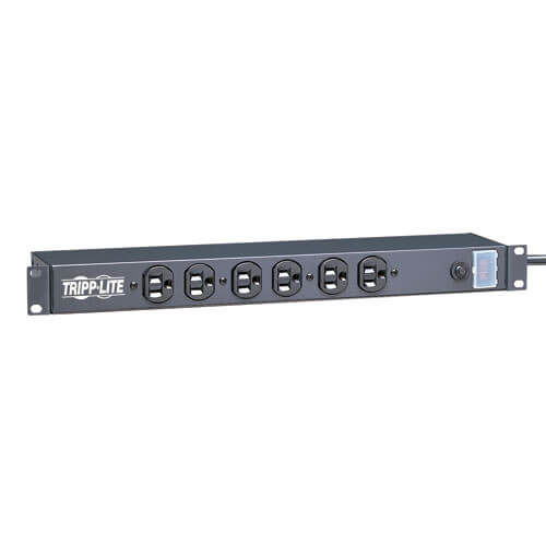 Barra Contactos Tripp Lite para Servidores de Red Instalación Rack 1U 120V 15A 6 Tomacorrientes - RS-0615-F