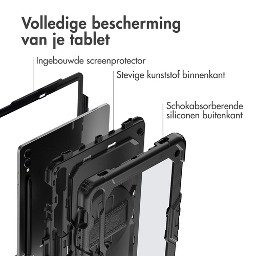 Accezz Rugged Backcover Shoulder Strap voor de Samsung Galaxy Tab S9 FE Plus / Tab S9 Plus Tablethoesje Zwart, afbeelding 3