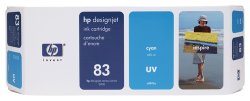 HP 83 UV - 680 ml - cián - original - DesignJet - cartucho de tinta - para DesignJet 5000 5000ps 5000ps uv 5000uv 5500 5500 uv 5500mfp 5500ps 5500ps uv - C4941A