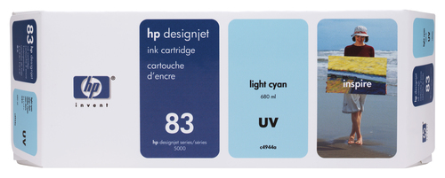 HP 83 UV - 680 ml - cián claro - original - DesignJet - cartucho de tinta - para DesignJet 5000 5000ps 5000ps uv 5000uv 5500 5500 uv 5500mfp 5500ps 5500ps uv - C4944A