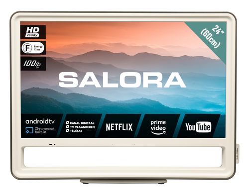 Salora CUBE24 телевизор 61 cm (24") HD Smart TV Wi-Fi Серебристый, Белый 220 cd/m²