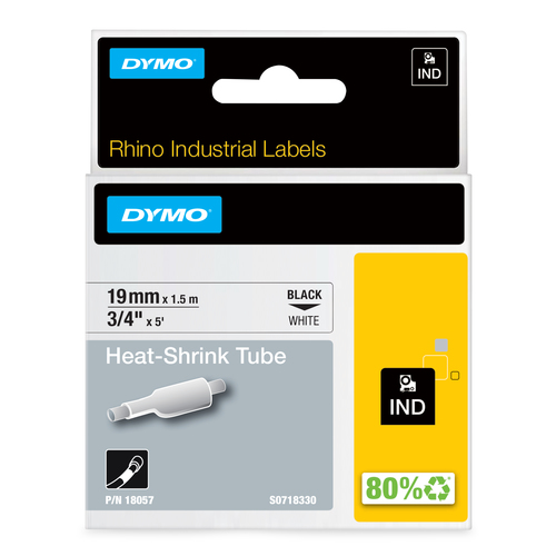 NEWELL-DYMO RHINO 3/4IN (19MM) WHITE HEAT SHRINK TUBES, THIS ITEM IS SUITABLE FO