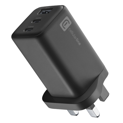 Cellularline ACHUSBGAN3PD100UKK mobile device charger Laptop, Universal Black AC Fast charging Indoor