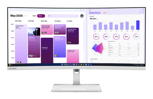 Lenovo L34W-4C монитор для ПК 86,4 cm (34") 3440 x 1440 пикселей UltraWide Quad HD LED Серый