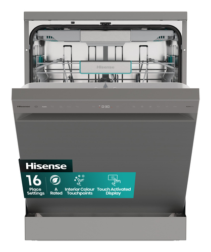 Hisense HS673A90XUK 60cm Freestanding Dishwasher - Silver - image 1