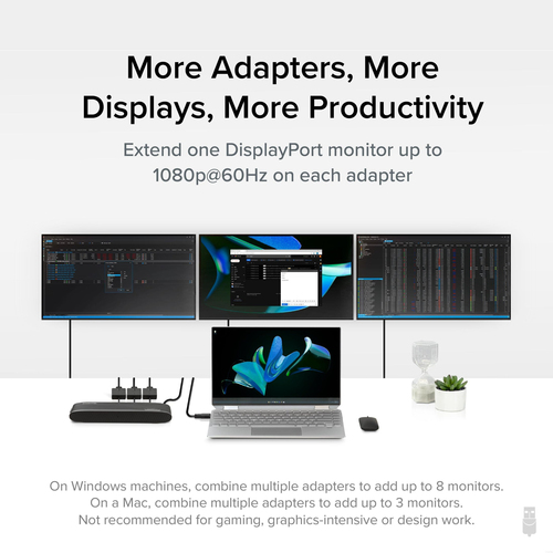 Plugable Technologies USB to DisplayPort Adapter. Connect one or more to any Mac or Windows System to add extra displays up to – image 3