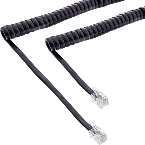 Product image: InLine Handset spiral cable, RJ10 4P4C M/M, black, max. 4m