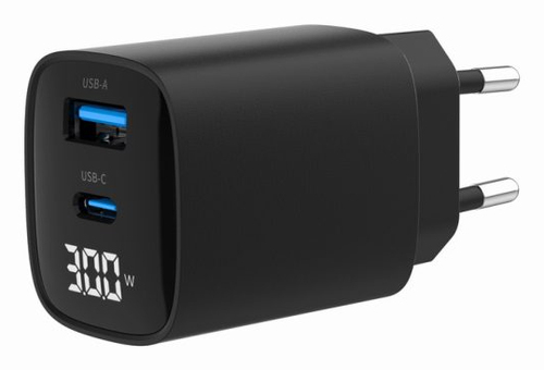 Tolerate 2 PORT 30W USB LCD CHARGER POWERED BY GEMBIRD BLK