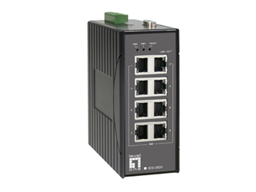 LevelOne 8 FE Unmanaged Switch -40 ~ 75C, DIN-rail
