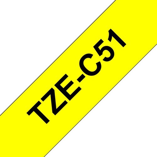 Brother P-touch TZe-C51 24mm x 8m Black On Fluorescent Yellow TZEC51 - image 1