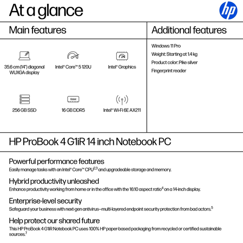 HP ProBook 4 G1iR Intel Core 5 120U 16GB RAM 256GB SSD 14" Windows 11 Pro Laptop - image 4