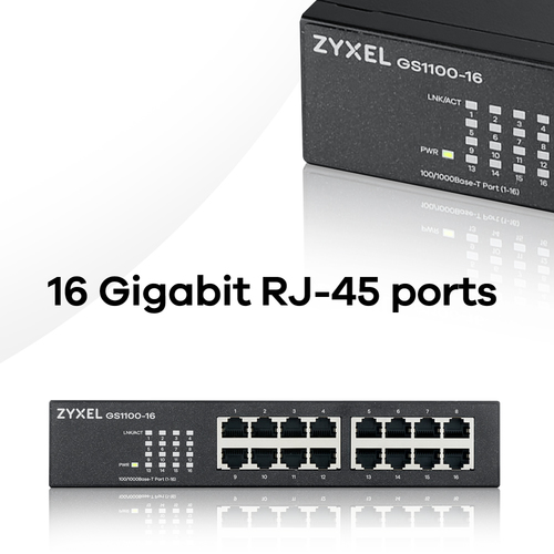 Zyxel GS1100-16-GB0103F Rack Mountable Network Switch Plug & Play Gigabit Whisper Quiet Energy Efficient - image 8