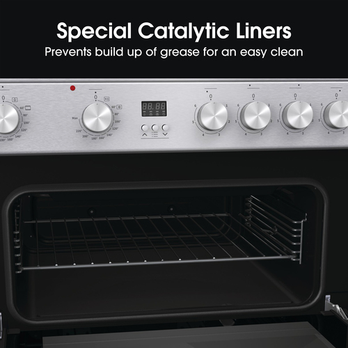 Hisense HDE3211BXUK 60cm Wide Double Oven Electric Cooker with Ceramic Hob - Stainless Steel - A Rated, Stainless Steel - image 4