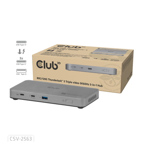 Club 3D 5-1 Thunderbolt 5 Hub Triple video dockingstation