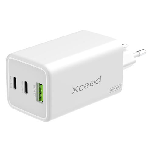 Xceed 100W GaN Charger - Dual USB-C - USB-A - White
