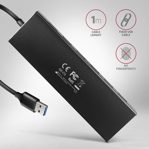 AXAGON SuperSpeed USB-A Flat-Hub mit 1 m Kabel USB-Hubs - USB 32 - 7 - Schwarz – Foto 7 von 9