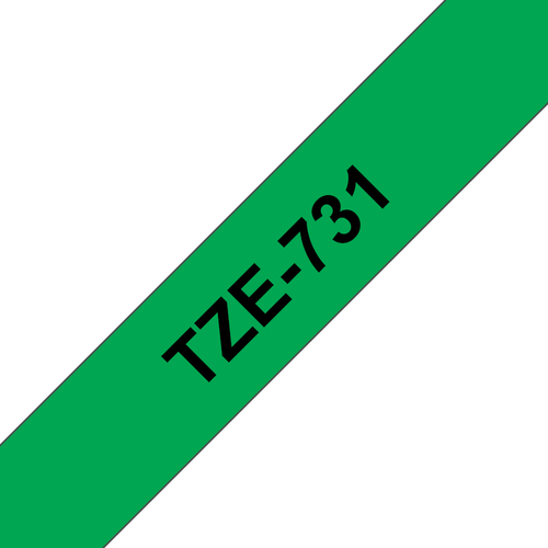 Brother P-Touch TZe Laminated Tape 12mm x 8m Black on Green TZE731 - image 1