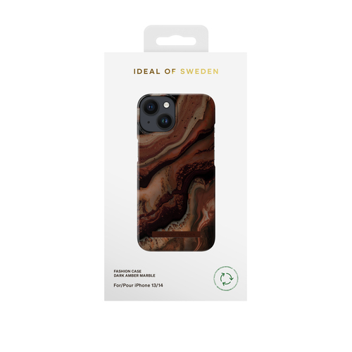 iDeal of Sweden Printed Case iPhone 13 / 14 / 16e Dark Amber Marble