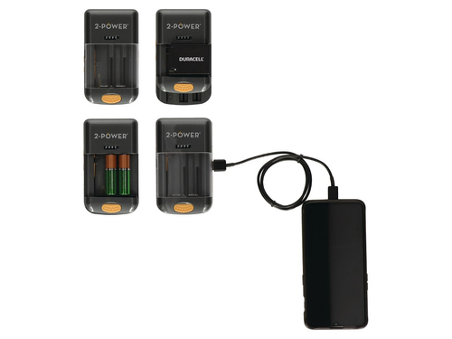 2-Power Universal Battery Charger - Batterijladerlaadstandaard + auto-adapter