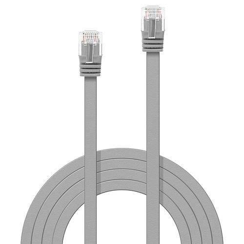 LINDY 2m CAT6 U/UTP Flat Gigabit Network Cable. Grey, afbeelding 3