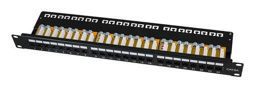 LogiLink Professional - Patch-panel - stativmonterbar - CAT 6a - UTP - RJ-45 X 24 - sort, RAL 9005 - 1U - 19