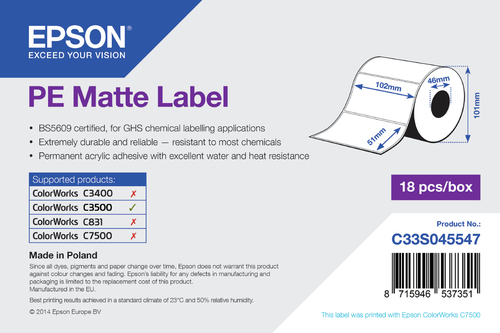 PE MATTE LABEL - DIE-CUT