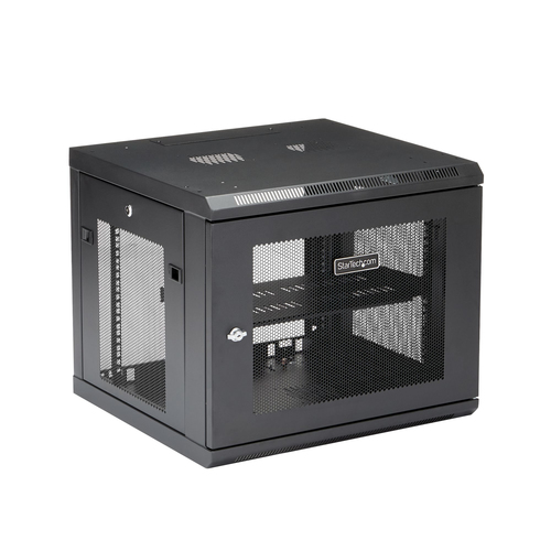 StarTech.com 9U Wall Mount Server Rack Cabinet - 4-Post Adjustable Depth (2 to 19) Network Equipment Enclosure Cable Management (RK920WALM) Stativindelukkekabinet Sort – billede 6