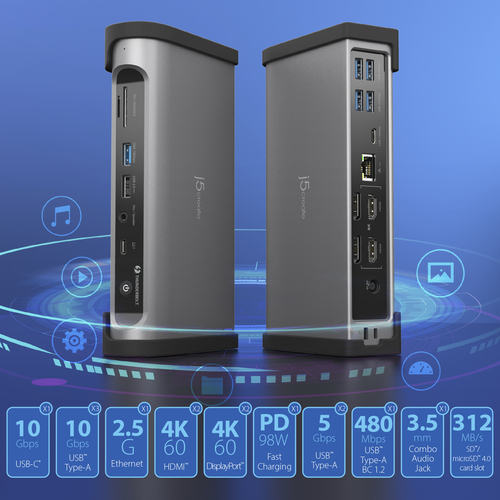 j5create JTD568 Thunderbolt™ 4 Quad Display Docking Station-EU, Black – image 5