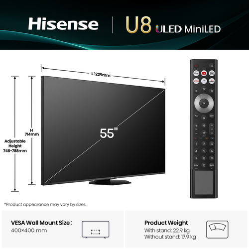 Hisense U8QTUK 55 inch Smart 4K Ultra HD Mini-LED TV - image 3