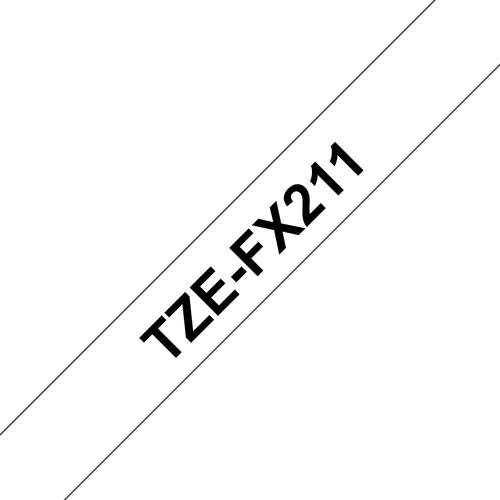 Original Brother P-Touch TZEFX211 6mm Flexible Tape - Black on White - image 1