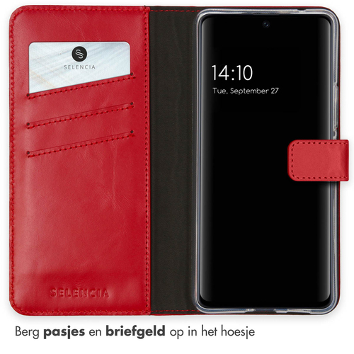 Selencia Echt Lederen Bookcase Samsung Galaxy A53 - Rood, afbeelding 3