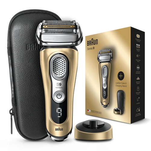 Braun Series 9 Electric Shaver for Men 9299s, Charging Stand and Leather Travel Case - Gold Gifting Edition