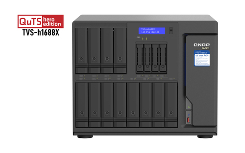 TVS-H1688X-W1250-32G-US NAS QNAP TVS-H1688X-W1250-32G/ 16 BAHIAS /12 DE 35 4 DE 25 SSD/SEIS NUCLEOS 33GHZ/32GB DDR4 HASTA 128GB/4 PTO 25 GBE/2 PTO 10 GBE /USB 32 X2/ HOTSWAP/ NO INCLUYE DISCOS/ INTEL XEON TVS-H1688X-W1250-32G-US