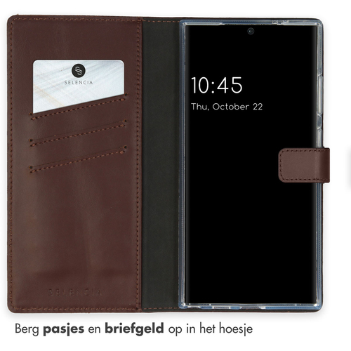 Selencia Echt Lederen Bookcase Samsung Galaxy S24 Ultra - Bruin, afbeelding 3
