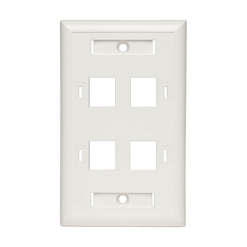 PLACA DE PARED CUADRUPLE  4 PUERTOS RJ45 BLANCO  - N042-001-04-WH