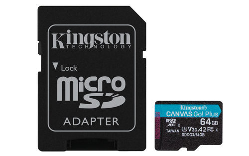 64GB MICROSDXC CANVAS GO PLU170R A2 U3 V30 CARD/ ADP