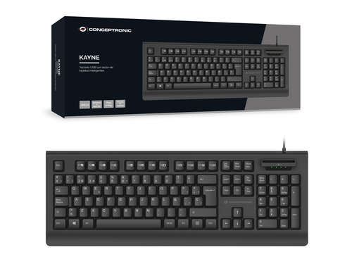 Conceptronic KAYNE01ES USB Keyboard with Smart ID Card Reader, Spanish layout – image 3