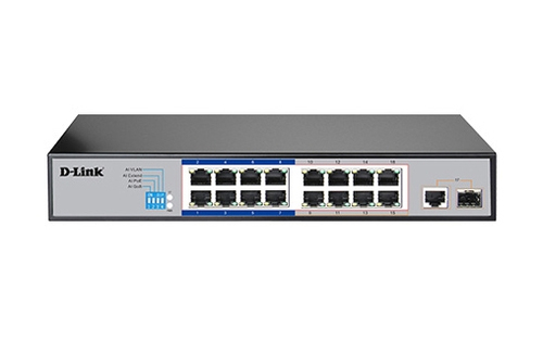 D-Link DES-F1017P-E network switch Fast Ethernet (10/100) Power over Ethernet (PoE) Black, Silver