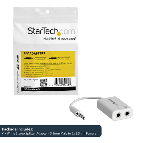 StarTech.com White Slim Mini Jack Headphone Splitter Cable Adapter – image 8