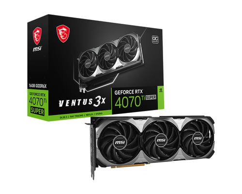 TARJETA DE VIDEO MSI NVIDIA GEFORCE RTX 4070 TI SUPER OC PCIE X16 40/16GB/GDDR6X/ESTANDAR/1HDMI/3XDP/GAMA ALTA/GAMER GEFORCE RTX 4070 TI SUPER 16G VENTUS 3X OC - GEFORCE RTX 4070 TI SUPER 16G VENTUS 3X OC