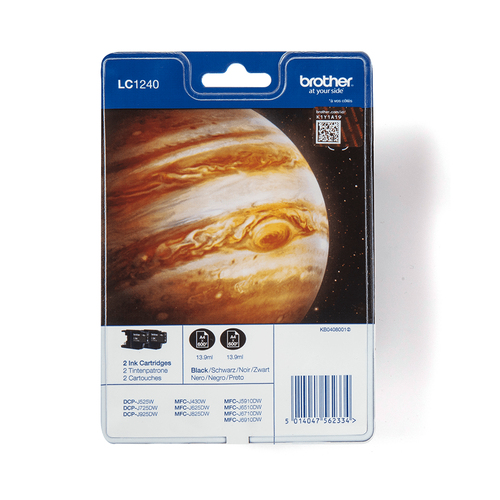 Original Brother LC1240 Black Ink Cartridge Twin Pack - image 1