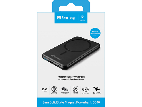 Sandberg 421-50 powerbank Half-solid-state 5000 mAh Draadloos opladen Zwart, afbeelding 4