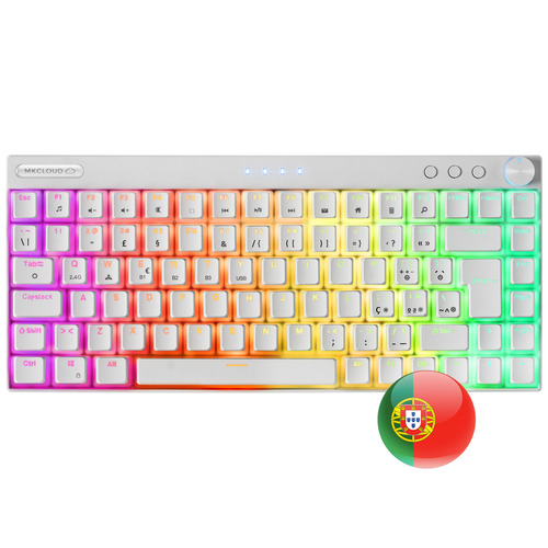 Mars Gaming MKCLOUD Wireless RGB Keyboard White Switch Blue Portuguese