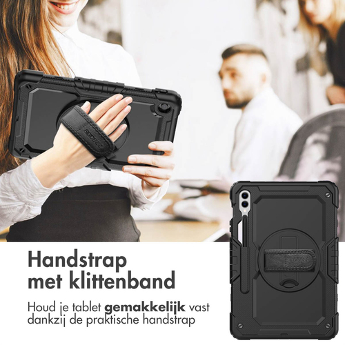 Accezz Rugged Backcover Shoulder Strap voor de Samsung Galaxy Tab S9 FE Plus / Tab S9 Plus Tablethoesje Zwart, afbeelding 4