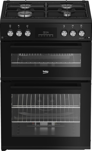 Beko FDG6231CK 60cm wide Double Oven Gas Cooker - Black - A Rated, Black - image 1