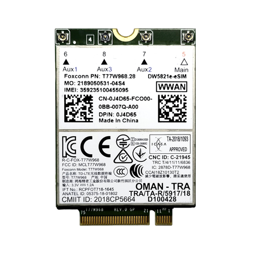 Origin Storage WWAN CARD 4G/5G LAT. 7400/7410 M.2 CARD DW5821E LTE/HSPA+